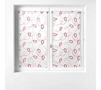 Douceur d'Intérieur, Douceur d'Interieur 2 x 60 x 90 cm Sandblasted Embroidered Hoop Curtains, Pair, Red