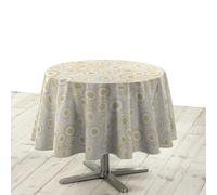 Douceur d'Intérieur, Eclipse Round Tablecloth Diameter 180 cm White Metallic Printed Polyester