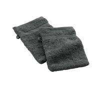 Douceur d'Intérieur, Elegance 2 Wash Mitts 15 x 21 cm Anthracite 100% Cotton Plain
