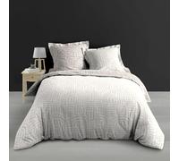 Douceur d'Intérieur, Eliot Reversible 3-Piece Bedding Set (260 x 240 cm) Cotton Percale