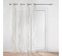 Douceur d'Intérieur Elona Sheer Eyelet Curtains (140 x 280 cm), Gold, Metallic Printed Sablé Voile