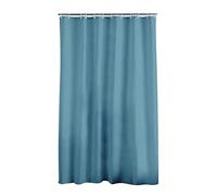 Douceur d'Intérieur Shower Curtain with Hooks, Polyester, Petrol, 180L X 200H cm (1 Panneaux)