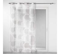 Douceur d'Intérieur, Eyelet Curtain 140 x 240 cm White Sandblasted Printed Sketch Pattern