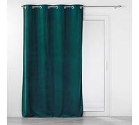Douceur d'Intérieur Eyelet Curtain 140 x 260 cm Velourian, Emerald, Velour, Relief