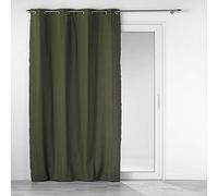 Douceur d'Intérieur Eyelet Curtains 140 x 240 cm Recycled Cotton Plain Mikralin Khaki