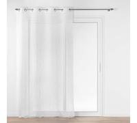 Douceur d'Intérieur, Felicia Net Curtain with Eyelets 140 x 240 cm White Embroidered Metallic Sandy Voile