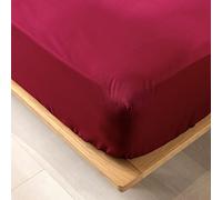 Douceur d'Intérieur Fitted Sheet 140 x 190 cm 100% Organic Cotton Biolina Burgundy