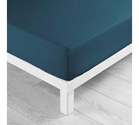 douceur d'intérieur, Fitted Sheet (140 x 190 cm) Lina Blue, 100% Cotton