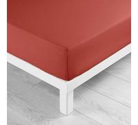 douceur d'intérieur, Fitted Sheet (140 x 190 cm) Lina Terracotta, 100% Cotton