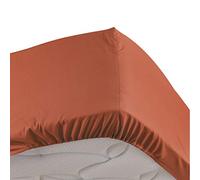 Douceur d'Intérieur, Fitted Sheet (140 x 190 cm) Percaline Terracotta, Cotton Percale