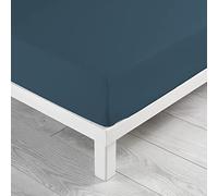 douceur d'intérieur, Fitted Sheet (180 x 200 cm) Lina Midnight Blue, 100% Cotton