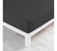 douceur d'intérieur, Fitted Sheet (90 x 190 cm) Jersy Anthracite, 100% Cotton