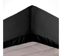 douceur d'intérieur, Fitted Sheet (90 x 190 cm) Oscar Black, Plain Microfibre