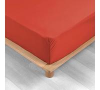 douceur d'intérieur, Fitted Sheet (90 x 190 cm) Percaline Terracotta, Cotton Percale