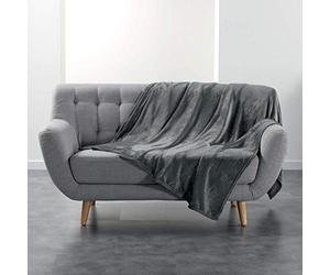 DOUCEUR D'INTERIEUR FLANOU Cuddly Blanket Polyester Grey 180 x 220 cm