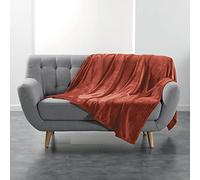Douceur d'Intérieur FLANOU Plaid, Terracotta, 180 x 220 cm