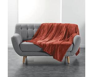 Douceur d'Intérieur FLANOU Plaid, Terracotta, 180 x 220 cm