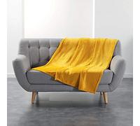 DOUCEUR D'INTERIEUR Flanou Polyester Plaid, Yellow, 125 x 150 cm