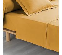 douceur d'intérieur, Flat Sheet (180 x 290 cm) Percaline Ochre, Cotton Percale