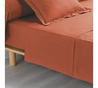 douceur d'intérieur, Flat Sheet (240 x 300 cm) Percaline Terracotta, Cotton Percale