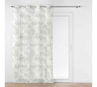 Douceur d'Intérieur, Ginko Net Curtain with Eyelets 140 x 240 cm White Woven Linen Effect Printed