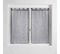 Douceur d'Intérieur Haltona Pair of Straight Loops Linen Effect Haltona Weave Polyester, Grey, 120 x 60 cm