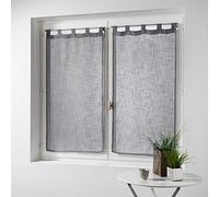 Douceur d'Intérieur Haltona Pair of Straight Loops Linen Effect Haltona Weave Polyester, Grey, 90 x 60 cm