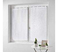 Douceur d'Intérieur Haltona Pair of Straight Loops Linen Effect Haltona Weave Polyester, White, 160 x 60 cm