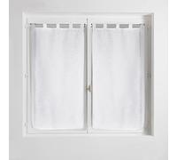 Douceur d'Intérieur Haltona Pair of Straight Loops Linen Effect Haltona Weave Polyester, White, 90 x 60 cm