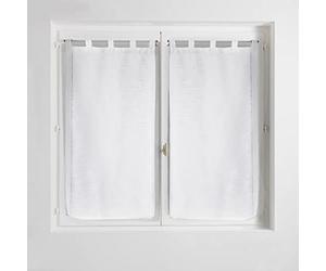 Douceur d'Intérieur Haltona Pair of Straight Loops Linen Effect Haltona Weave Polyester, White, 90 x 60 cm