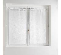 Douceur d'Intérieur Haltona Pair of Straight Loops Linen Look Haltona Weave Polyester, White, 120 x 60 cm