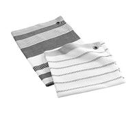 DOUCEUR D'INTERIEUR Harold Woven Cotton Tea Towels 50 x 50 cm / 50 x 70 cm Set of 2 Grey