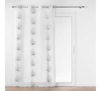 Douceur d'Intérieur Interior Softness, Net Curtain with Eyelets (140 x 240 cm) Palmaris Grey, Embroidered Sandblasted Veil