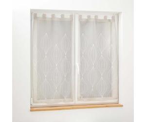 Douceur d'Intérieur Interior Softness, Straight Pair with Loops (2 x 60 x 90 cm) Galactee Taupe, Embroidered Sandblasted Veil