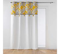 Douceur d'Intérieur, Isibelle Curtain with Eyelets 140 x 240 cm Plain Cotton with Printed Top and Tassels