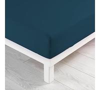 douceur d'intérieur, Jersy 140 x 190 cm 100% Cotton Fitted Sheet, Midnight Blue