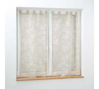 Douceur d'Intérieur Karla Tab-Top Sheer Curtain Pair (2 x 60 x 160 cm) Taupe Woven Voile with Appliqué