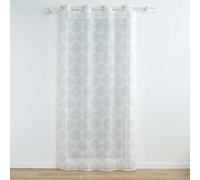 Douceur d'Intérieur Levita Eyelet Sheer Curtain (140 x 280 cm) White Woven Voile with Appliques