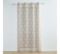 Douceur d'Intérieur Levita Sheer Eyelet Curtain (140 x 240 cm) Taupe Woven Voile with Appliques