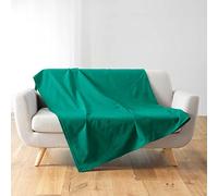 Douceur d'Intérieur, Lucile Emerald Plain Polycotton Plaid 180 x 220 cm