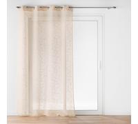 Douceur d'Intérieur, Luxor Net Curtain with Eyelets 140 x 280 cm Beige Metallic Print Sandblasted Voile