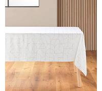 Douceur d'Intérieur, Luxor Rectangular Tablecloth (140 x 240 cm) White/Gold, Printed Microfibre