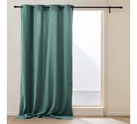 Douceur d'Intérieur, Madison Sage Velvet & Fleece Lined Eyelet Curtain 140 x 260 cm