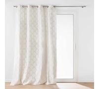 Douceur d'Intérieur, Maho 140 x 240 cm White Polycotton Metallic Printed Eyelet Curtains