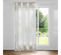 Douceur d'Intérieur, Marius Eyelet Curtain 140 x 240 cm Linen Effect with Metal Print