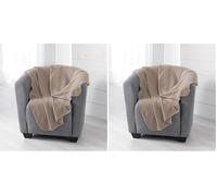 Douceur d'Intérieur Milou Polyester Blanket 125 x 150 cm Taupe (Pack of 2)