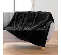 Douceur d'Intérieur, Mini Frosty Blanket (125 x 150 cm) Black Flannel Relief Plain