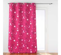 Douceur d'Intérieur, Moonlight Curtain with Eyelets 140 x 260 cm Fuchsia Printed Blackout