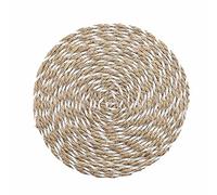 Douceur d'Intérieur Nala Place Mat Diameter 38 cm White Straw Bangle and Polypropylene