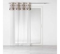 Douceur d'Intérieur, Nalika Top Eyelet Curtain 140 x 240 cm Sandblasted Top Print and Pompom